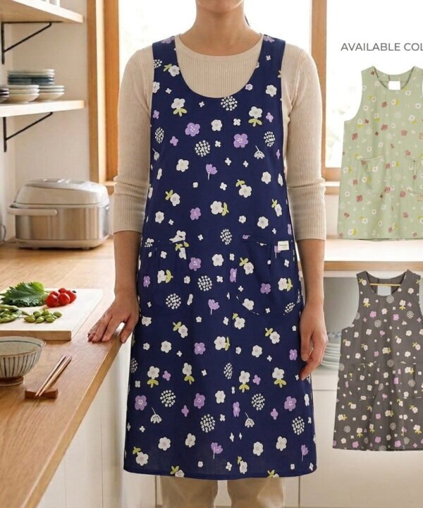 Indigo, Clay & Oat Pinafore Apron 001