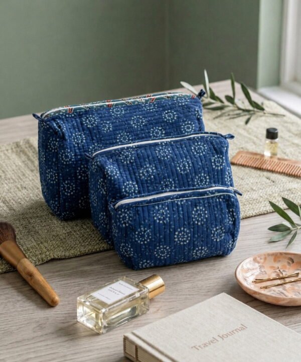 Indigo & Chalk Boxy Pouch
