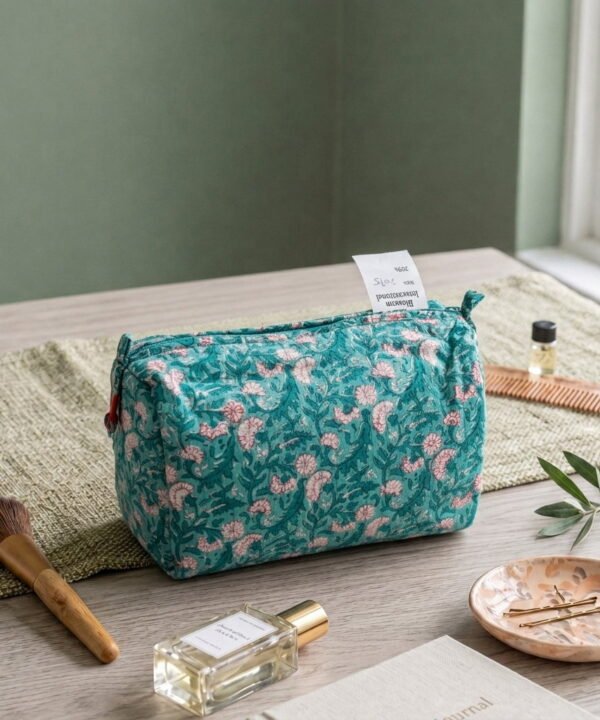Teal & Pine Boxy Pouch