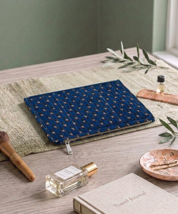 Indigo & Oat Flat Pouch