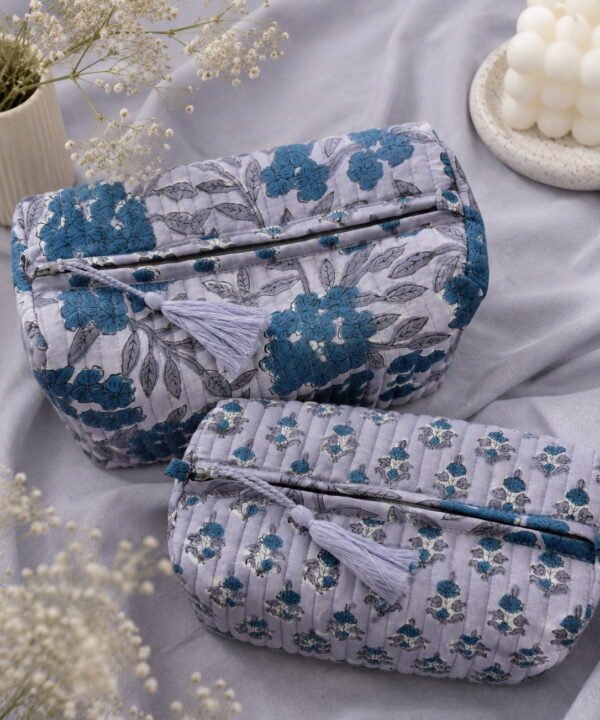 Ash & Indigo Quilted Pouch