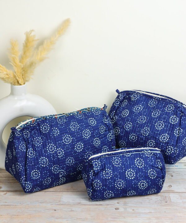 Snow & Indigo Quilted Pouch